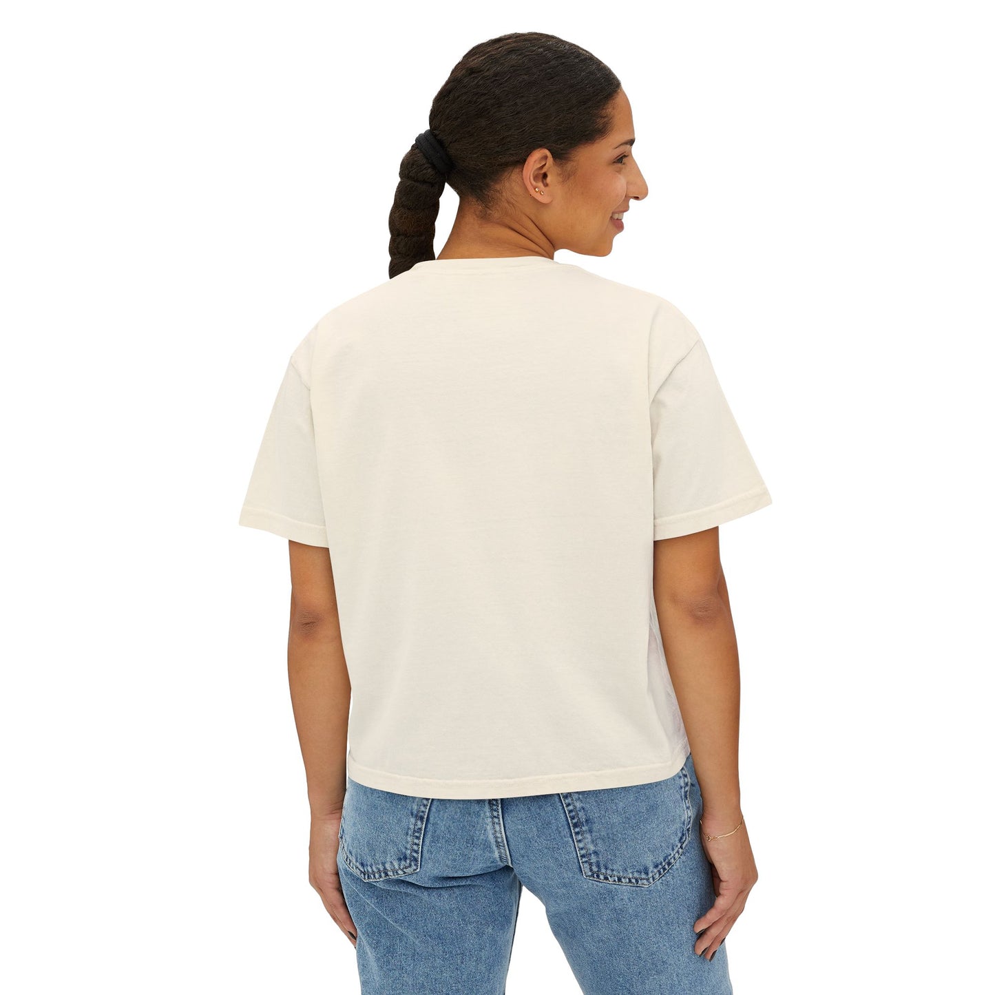 Minimalist 'M & Co.' Women's Boxy Tee — Neutral Casual Logo Tee